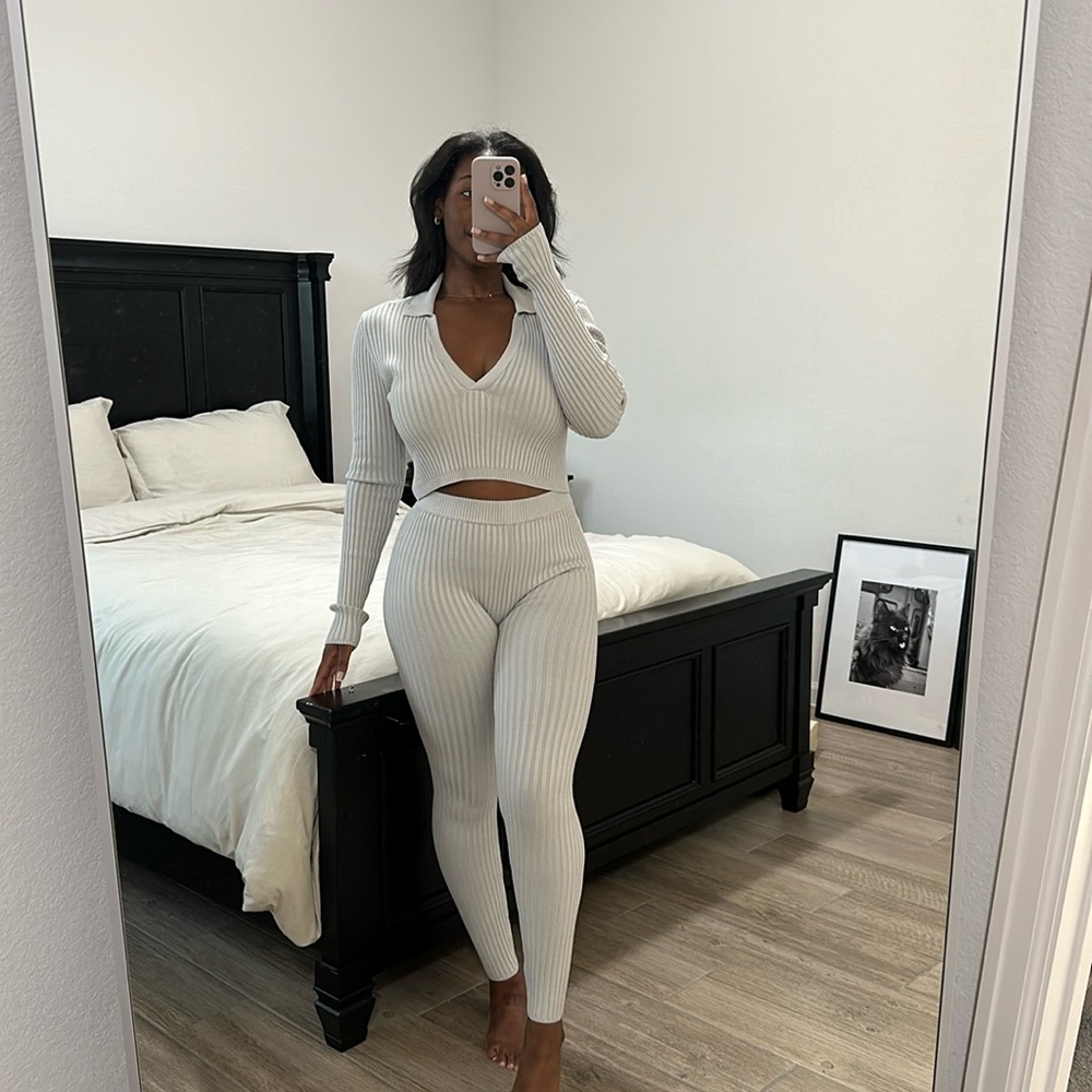 437 Gaia ribbed loungewear leggings set
